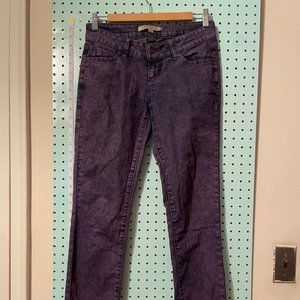 Forever 21 Women's Size 26 Purple Distressed Jeans Button Front Denim Pants